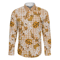 Mokihana Maile Ilima Leis Paniolo Palaka Family Matching Puletasi and Hawaiian Shirt Hawaiian Kula Spirit LT9 Dad's Shirt - Long Sleeve Gold - Polynesian Pride