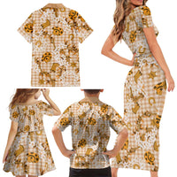 Mokihana Maile Ilima Leis Paniolo Palaka Family Matching Short Sleeve Bodycon Dress and Hawaiian Shirt Hawaiian Kula Spirit LT9 - Polynesian Pride