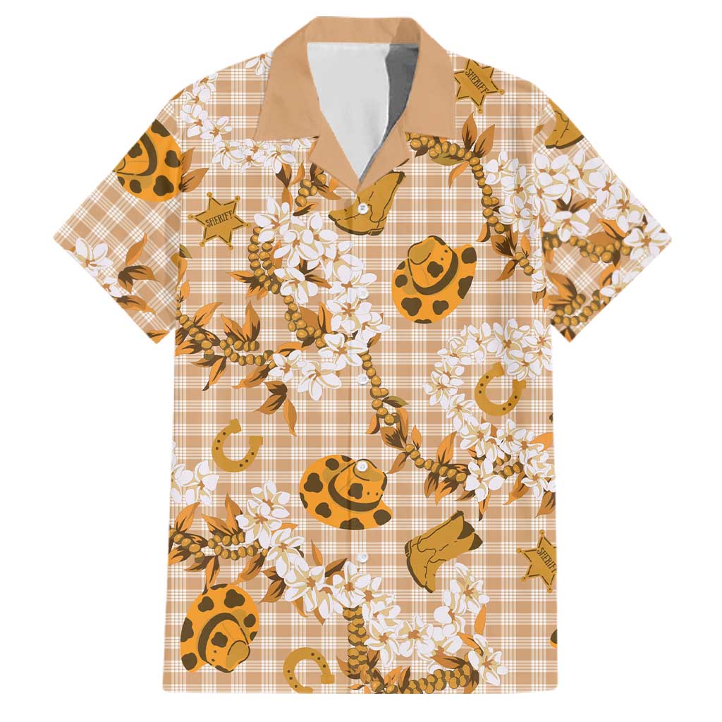Mokihana Maile Ilima Leis Paniolo Palaka Family Matching Short Sleeve Bodycon Dress and Hawaiian Shirt Hawaiian Kula Spirit LT9 Dad's Shirt - Short Sleeve Gold - Polynesian Pride