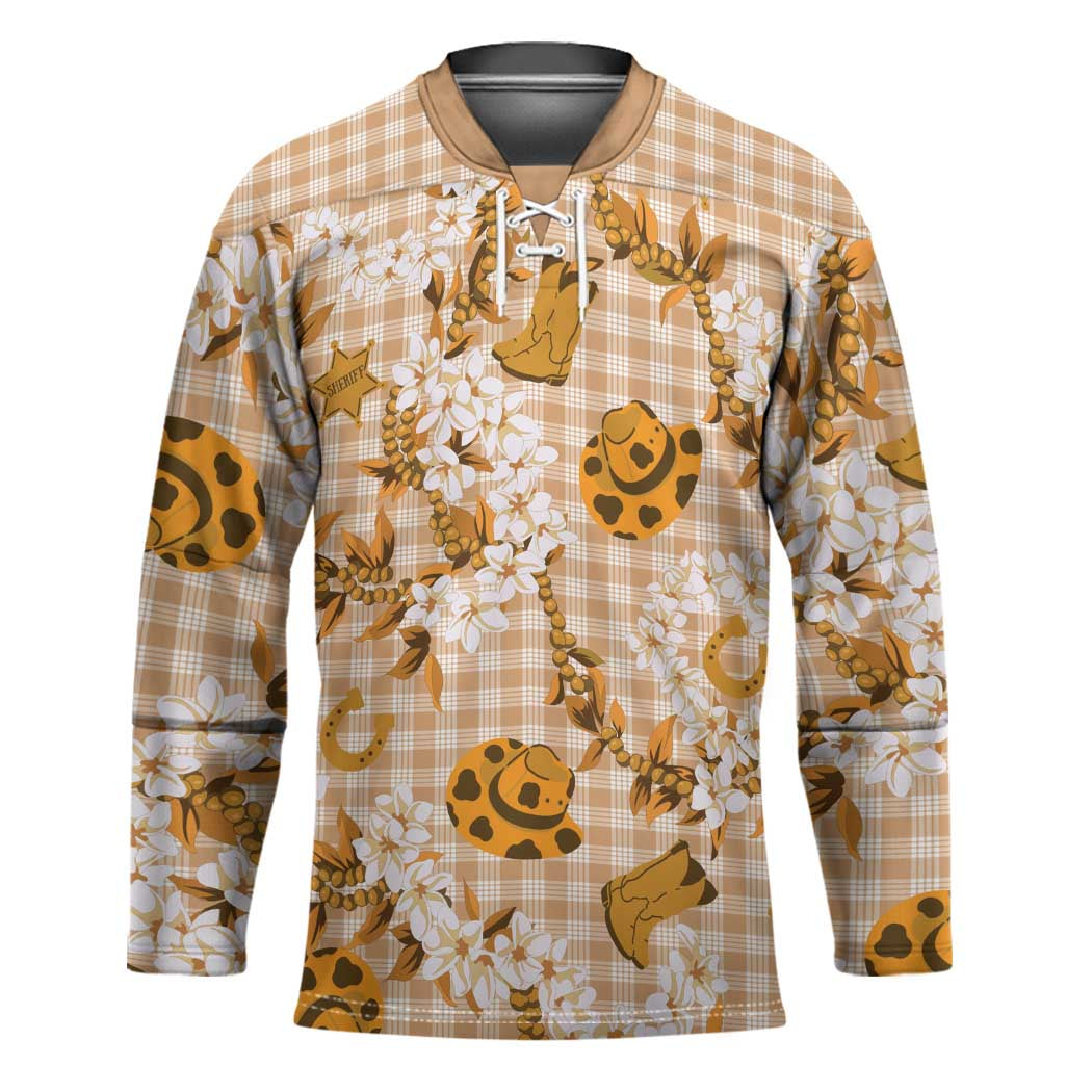 Mokihana Maile Ilima Leis Paniolo Palaka Hockey Jersey Hawaiian Kula Spirit - Polynesian Pride