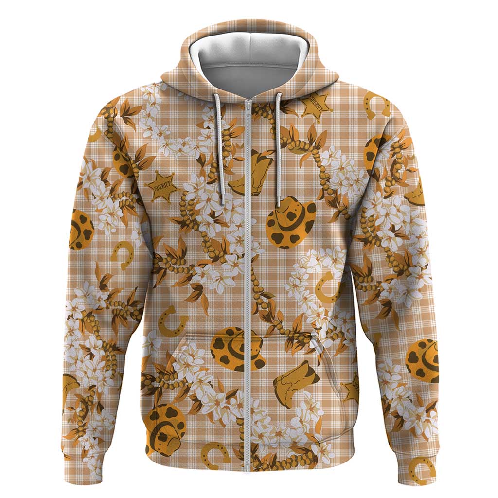 Mokihana Maile Ilima Leis Paniolo Palaka Hoodie Hawaiian Kula Spirit LT9 Zip Hoodie Gold - Polynesian Pride