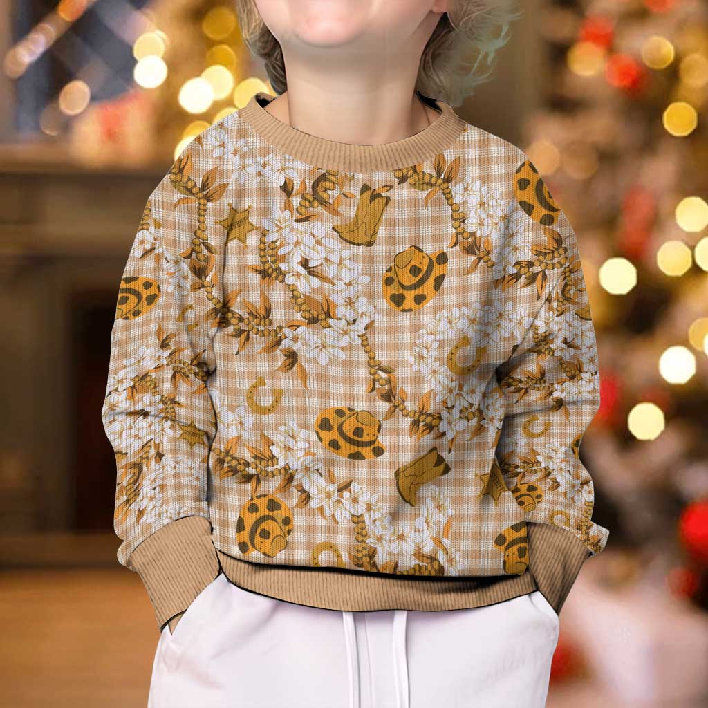 Mokihana Maile Ilima Leis Paniolo Palaka Kid Ugly Christmas Sweater Hawaiian Kula Spirit LT9 - Polynesian Pride