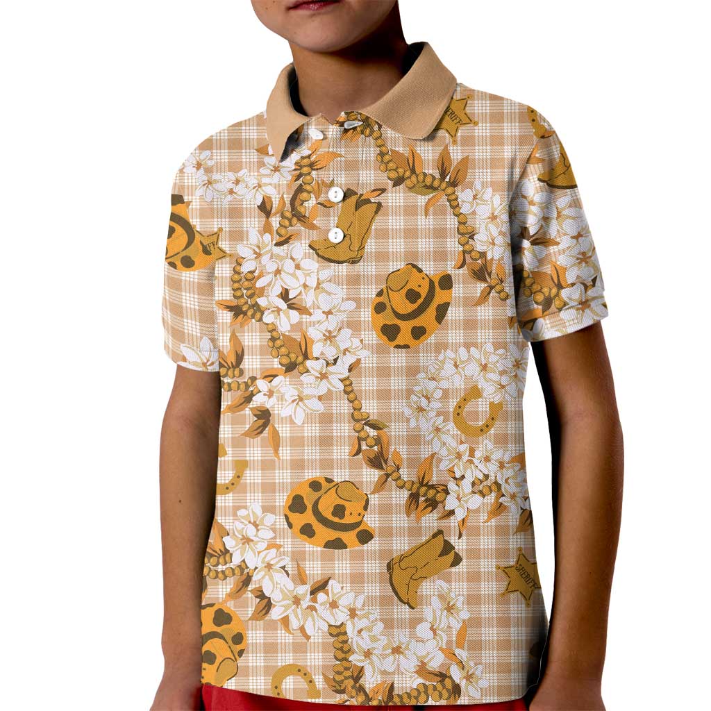 Mokihana Maile Ilima Leis Paniolo Palaka Kid Polo Shirt Hawaiian Kula Spirit LT9 Kid Gold - Polynesian Pride