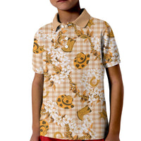 Mokihana Maile Ilima Leis Paniolo Palaka Kid Polo Shirt Hawaiian Kula Spirit LT9 Kid Gold - Polynesian Pride