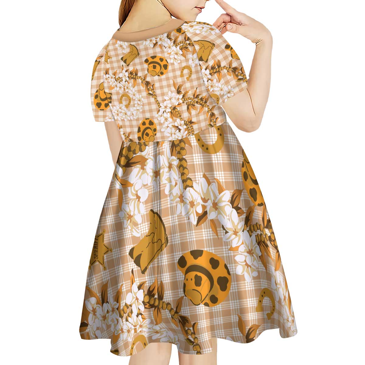 Mokihana Maile Ilima Leis Paniolo Palaka Kid Short Sleeve Dress Hawaiian Kula Spirit LT9 - Polynesian Pride