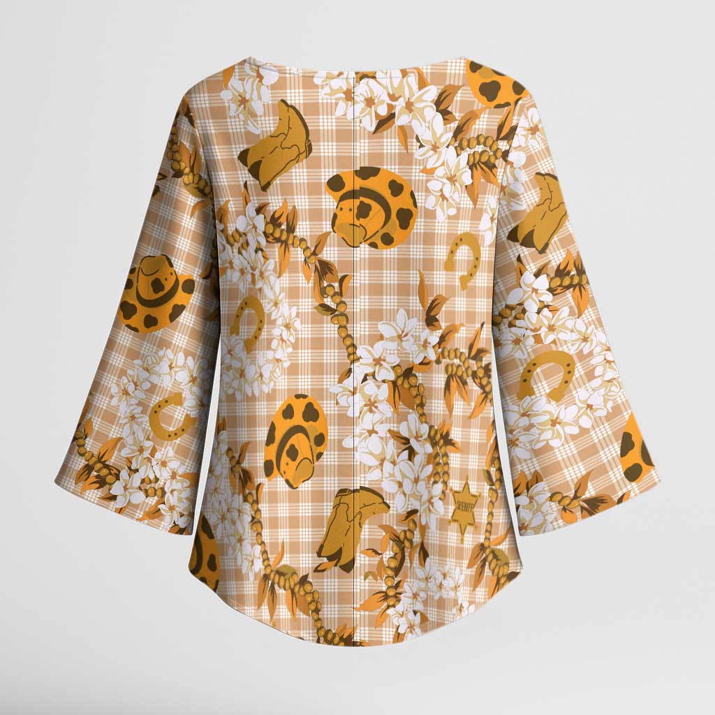 Mokihana Maile Ilima Leis Paniolo Palaka Kimono Sleeve Blouse Hawaiian Kula Spirit LT9 - Polynesian Pride