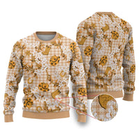 Mokihana Maile Ilima Leis Paniolo Palaka Ugly Christmas Sweater Hawaiian Kula Spirit LT9 Gold - Polynesian Pride