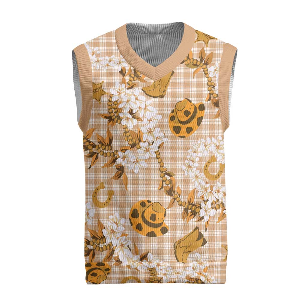 Mokihana Maile Ilima Leis Paniolo Palaka Christmas Knitted V-Neck Vest Hawaiian Kula Spirit LT9 Gold - Polynesian Pride