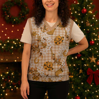 Mokihana Maile Ilima Leis Paniolo Palaka Christmas Knitted V-Neck Vest Hawaiian Kula Spirit LT9 - Polynesian Pride