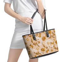 Mokihana Maile Ilima Leis Paniolo Palaka Leather Tote Bag Hawaiian Kula Spirit LT9 - Polynesian Pride