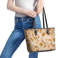 Mokihana Maile Ilima Leis Paniolo Palaka Leather Tote Bag Hawaiian Kula Spirit LT9 - Polynesian Pride