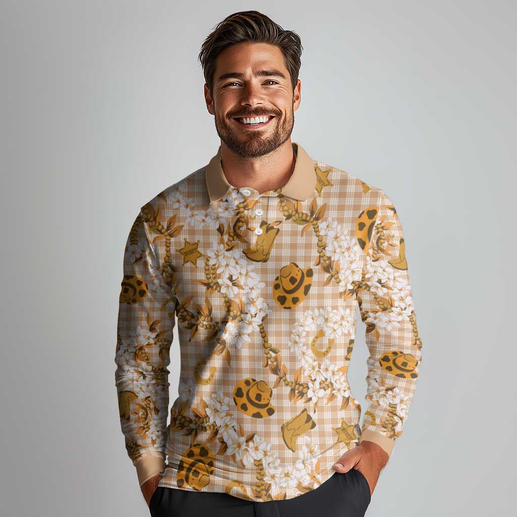 Mokihana Maile Ilima Leis Paniolo Palaka Long Sleeve Polo Shirt Hawaiian Kula Spirit LT9 - Polynesian Pride