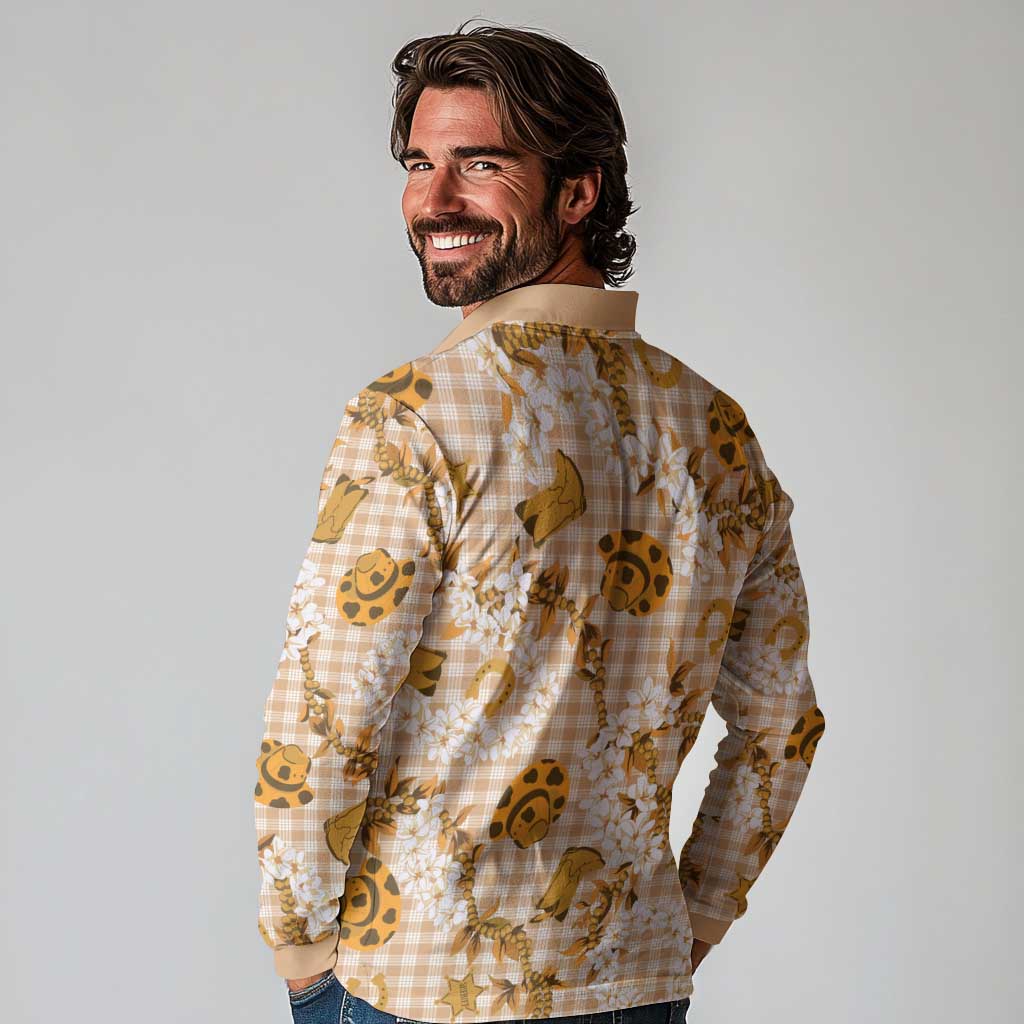 Mokihana Maile Ilima Leis Paniolo Palaka Long Sleeve Polo Shirt Hawaiian Kula Spirit LT9 - Polynesian Pride
