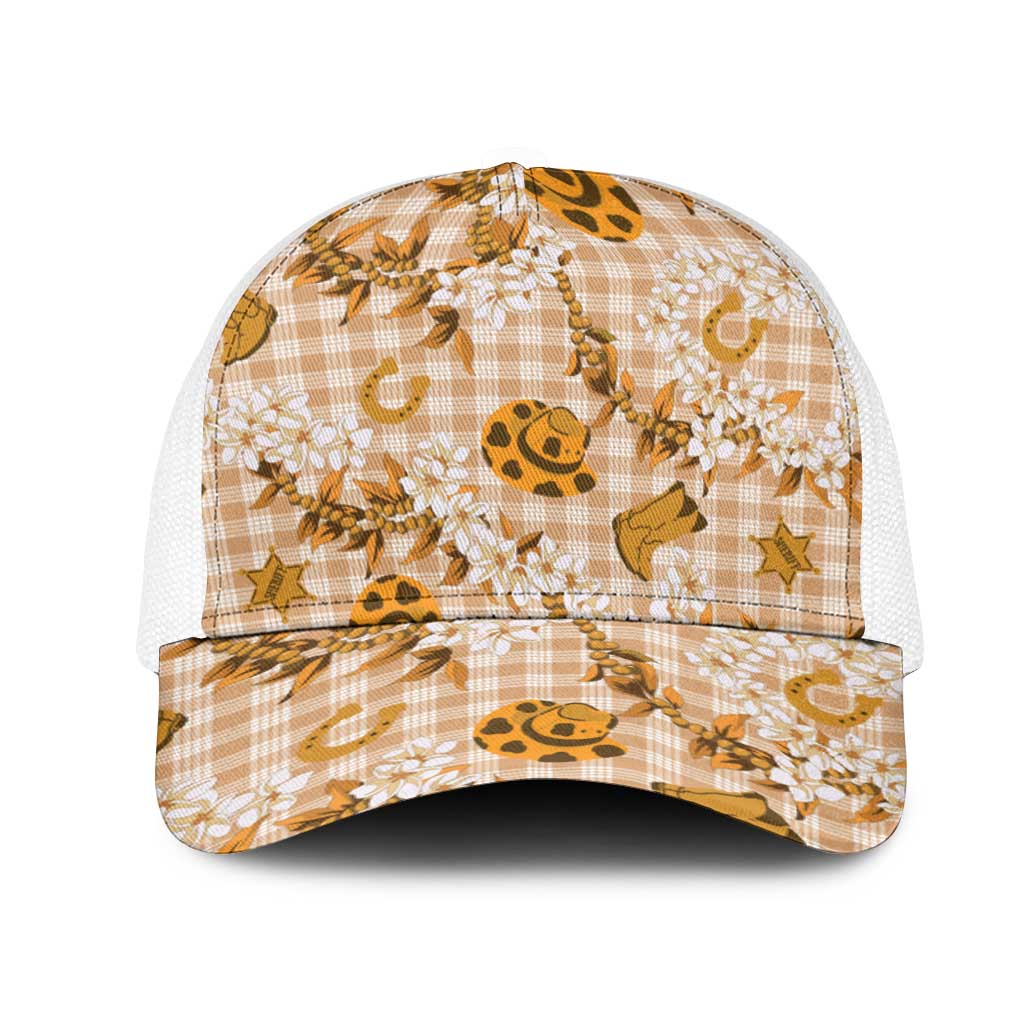 Mokihana Maile Ilima Leis Paniolo Palaka Mesh Trucker Cap Hawaiian Kula Spirit - Polynesian Pride