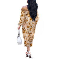 Mokihana Maile Ilima Leis Paniolo Palaka Off The Shoulder Long Sleeve Dress Hawaiian Kula Spirit LT9 - Polynesian Pride