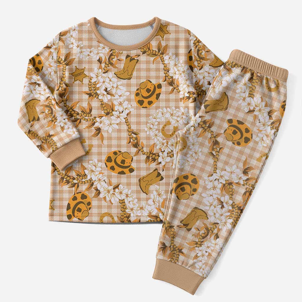 Mokihana Maile Ilima Leis Paniolo Palaka Christmas Pajama Set Hawaiian Kula Spirit LT9 Men Gold - Polynesian Pride