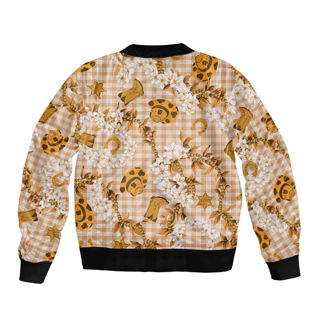 Mokihana Maile Ilima Leis Paniolo Palaka Sleeve Zip Bomber Jacket Hawaiian Kula Spirit - Polynesian Pride
