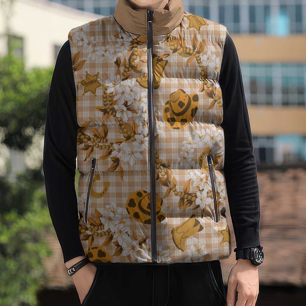 Mokihana Maile Ilima Leis Paniolo Palaka Sleeveless Puffer Jacket Hawaiian Kula Spirit - Polynesian Pride