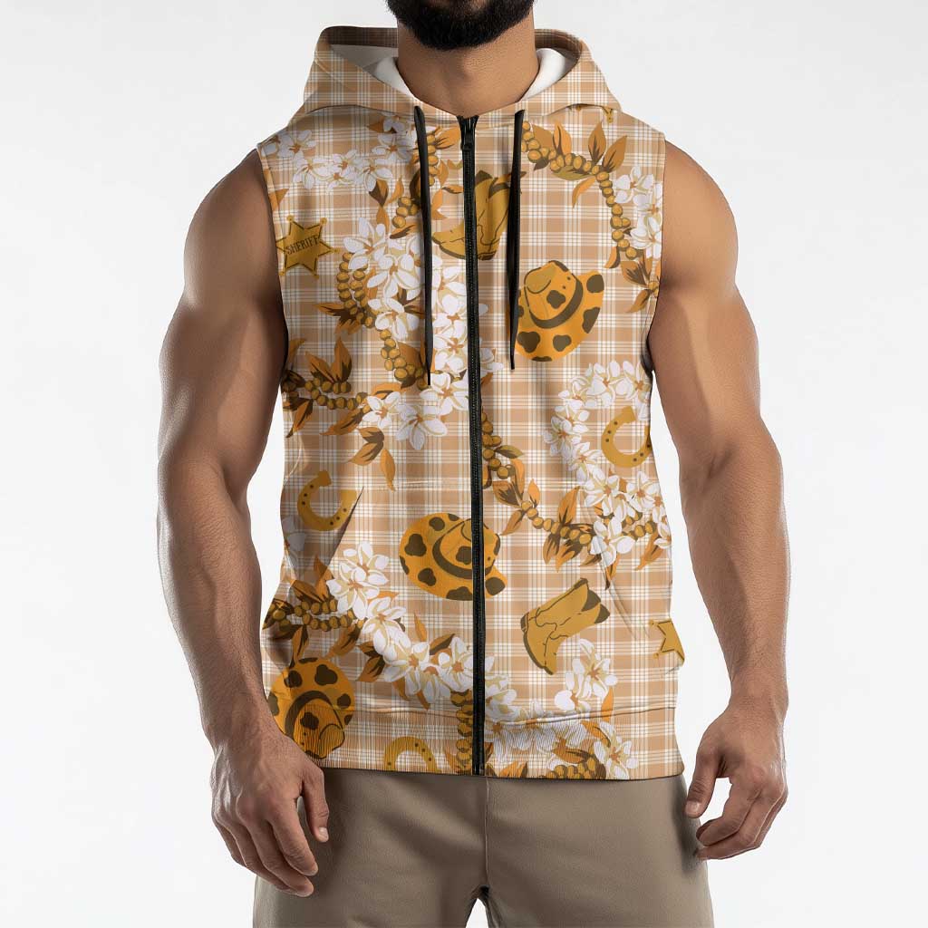 Mokihana Maile Ilima Leis Paniolo Palaka Sleeveless Zip Hoodie Hawaiian Kula Spirit LT9 - Polynesian Pride