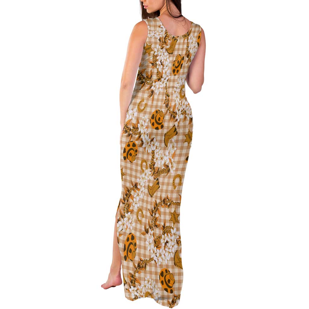 Mokihana Maile Ilima Leis Paniolo Palaka Tank Maxi Dress Hawaiian Kula Spirit LT9 - Polynesian Pride
