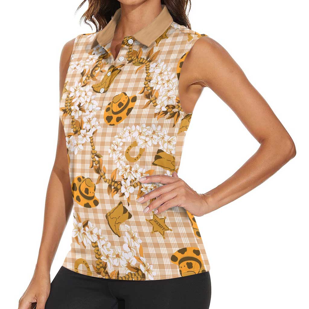Mokihana Maile Ilima Leis Paniolo Palaka Women Sleeveless Polo Shirt Hawaiian Kula Spirit LT9 - Polynesian Pride