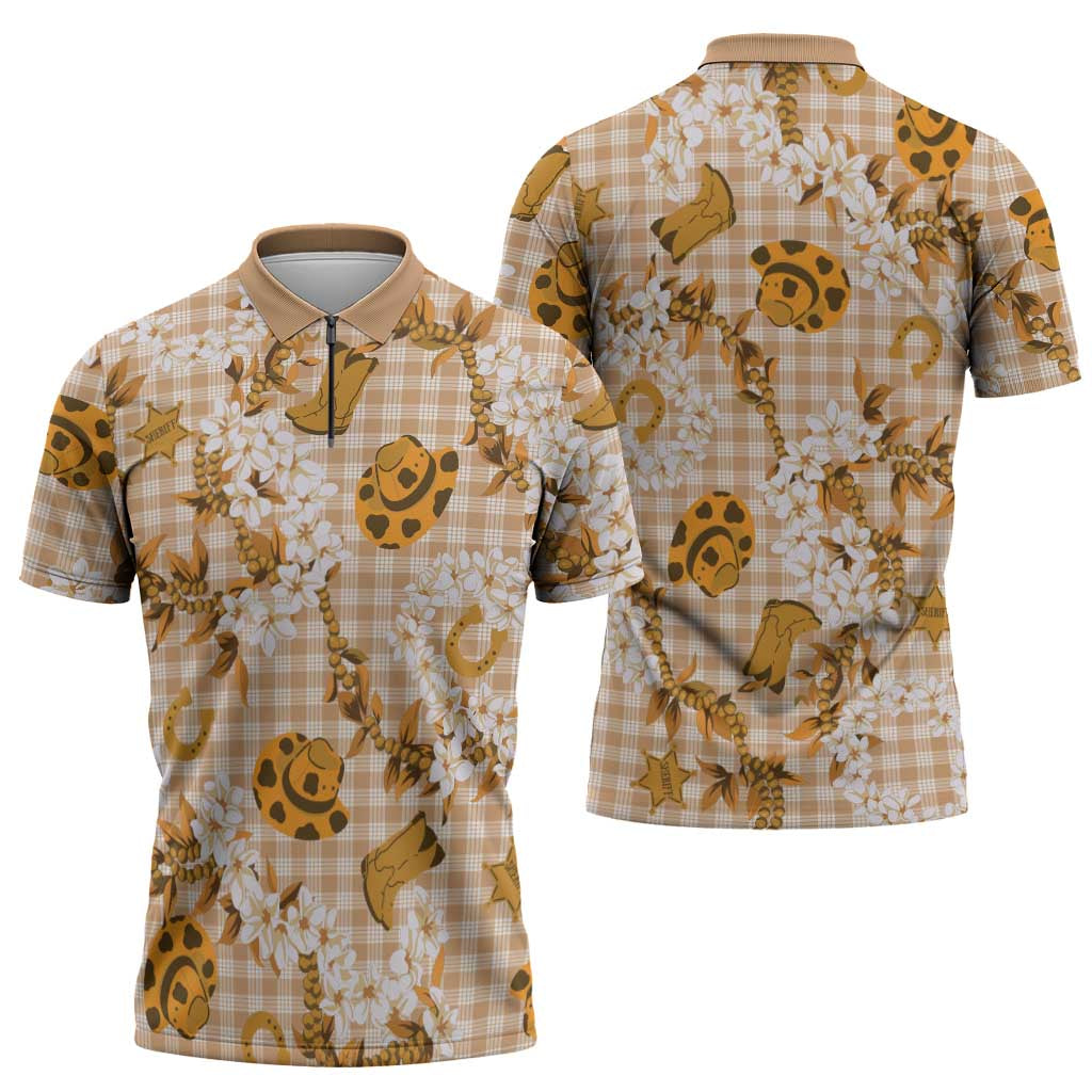 Mokihana Maile Ilima Leis Paniolo Palaka Zipper Polo Shirt Hawaiian Kula Spirit LT9 - Polynesian Pride