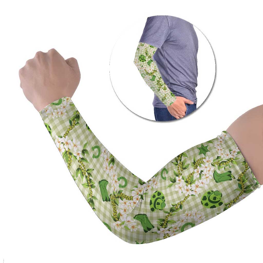 Mokihana Maile Ilima Leis Paniolo Palaka Arm Sleeves Hawaiian Omaomo Ala Spirit LT9 Set of 2 Green - Polynesian Pride