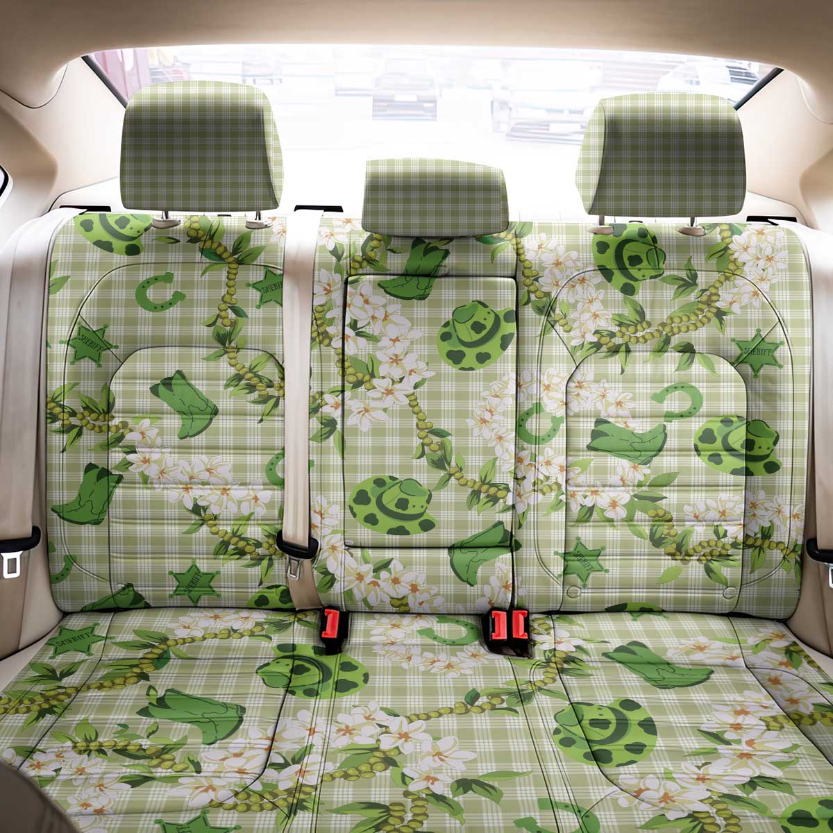 Mokihana Maile Ilima Leis Paniolo Palaka Back Car Seat Cover Hawaiian Omaomo Ala Spirit LT9 - Polynesian Pride