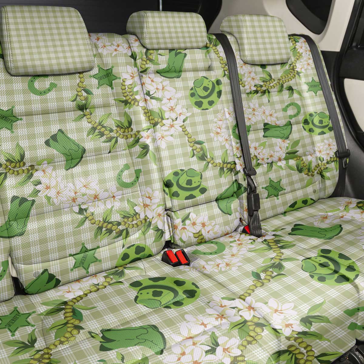 Mokihana Maile Ilima Leis Paniolo Palaka Back Car Seat Cover Hawaiian Omaomo Ala Spirit LT9 - Polynesian Pride