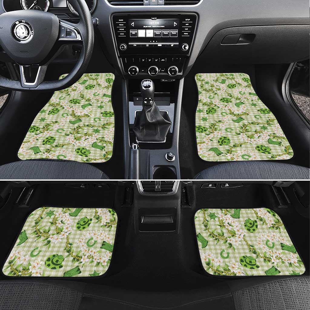 Mokihana Maile Ilima Leis Paniolo Palaka Car Mats Hawaiian Omaomo Ala Spirit LT9 Set 4pcs Green - Polynesian Pride