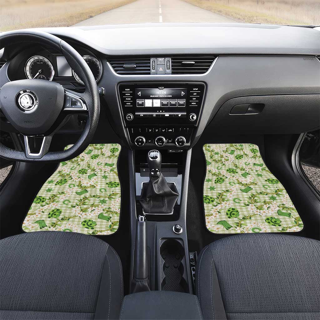 Mokihana Maile Ilima Leis Paniolo Palaka Car Mats Hawaiian Omaomo Ala Spirit LT9 Set 2pcs - Front Green - Polynesian Pride