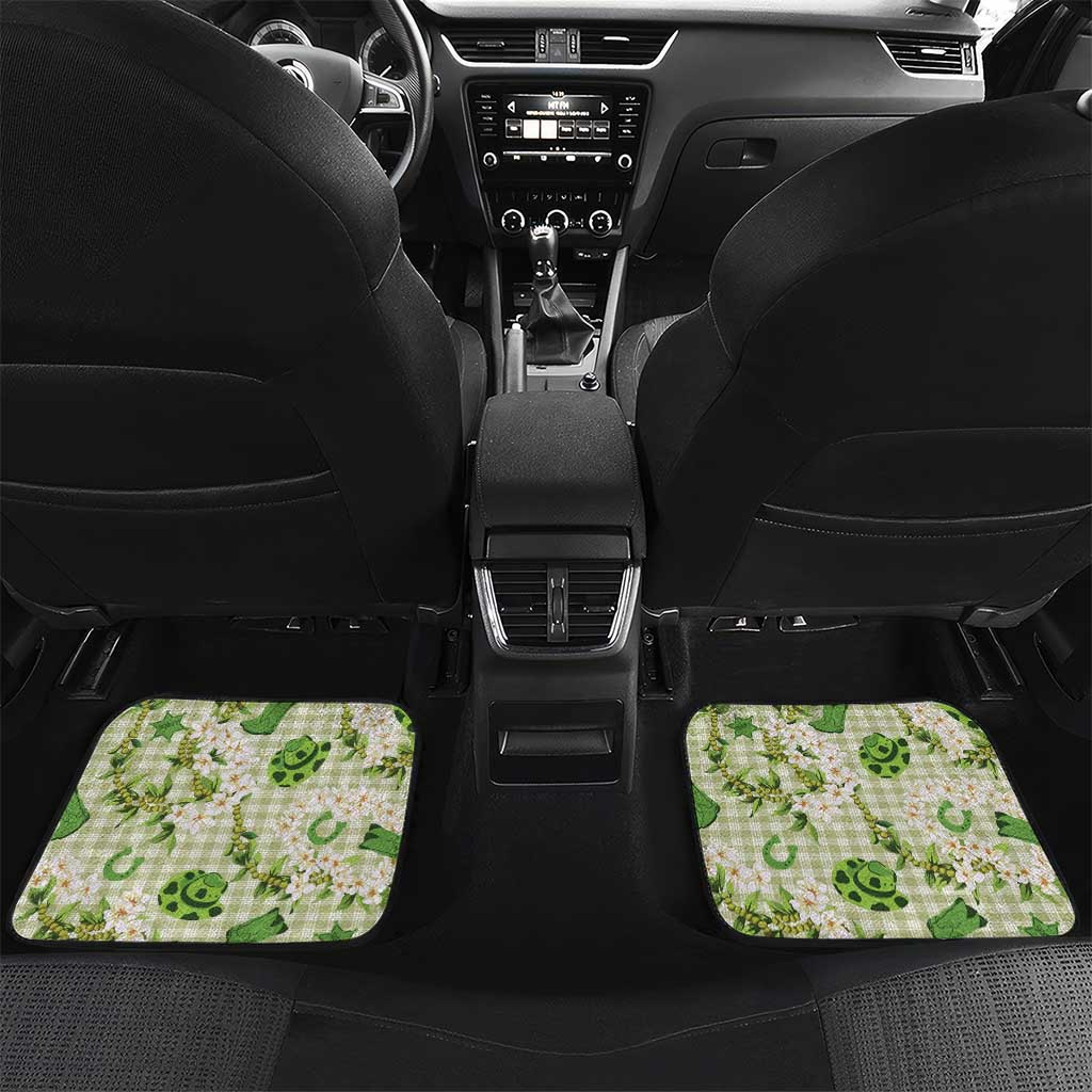 Mokihana Maile Ilima Leis Paniolo Palaka Car Mats Hawaiian Omaomo Ala Spirit LT9 Set 2pcs - Back Green - Polynesian Pride