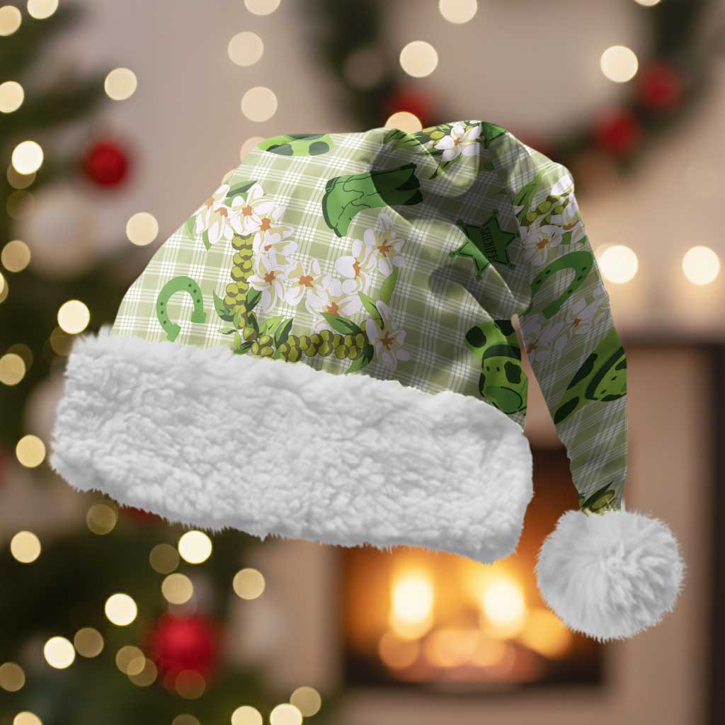 Mokihana Maile Ilima Leis Paniolo Palaka Christmas Santa Hat Hawaiian Omaomo Ala Spirit LT9 With Fur Green - Polynesian Pride