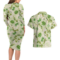 Mokihana Maile Ilima Leis Paniolo Palaka Couples Matching Long Sleeve Bodycon Dress and Hawaiian Shirt Hawaiian Omaomo Ala Spirit LT9 - Polynesian Pride