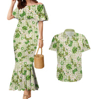 Mokihana Maile Ilima Leis Paniolo Palaka Couples Matching Mermaid Dress and Hawaiian Shirt Hawaiian Omaomo Ala Spirit LT9 Green - Polynesian Pride
