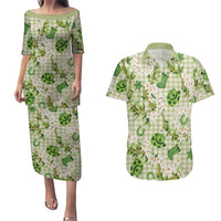 Mokihana Maile Ilima Leis Paniolo Palaka Couples Matching Puletasi and Hawaiian Shirt Hawaiian Omaomo Ala Spirit LT9 Green - Polynesian Pride