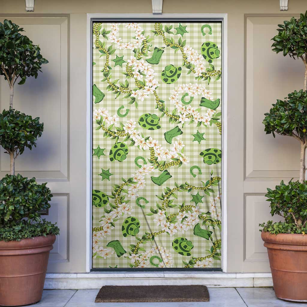 Mokihana Maile Ilima Leis Paniolo Palaka Door Cover Hawaiian Omaomo Ala Spirit LT9 Green - Polynesian Pride