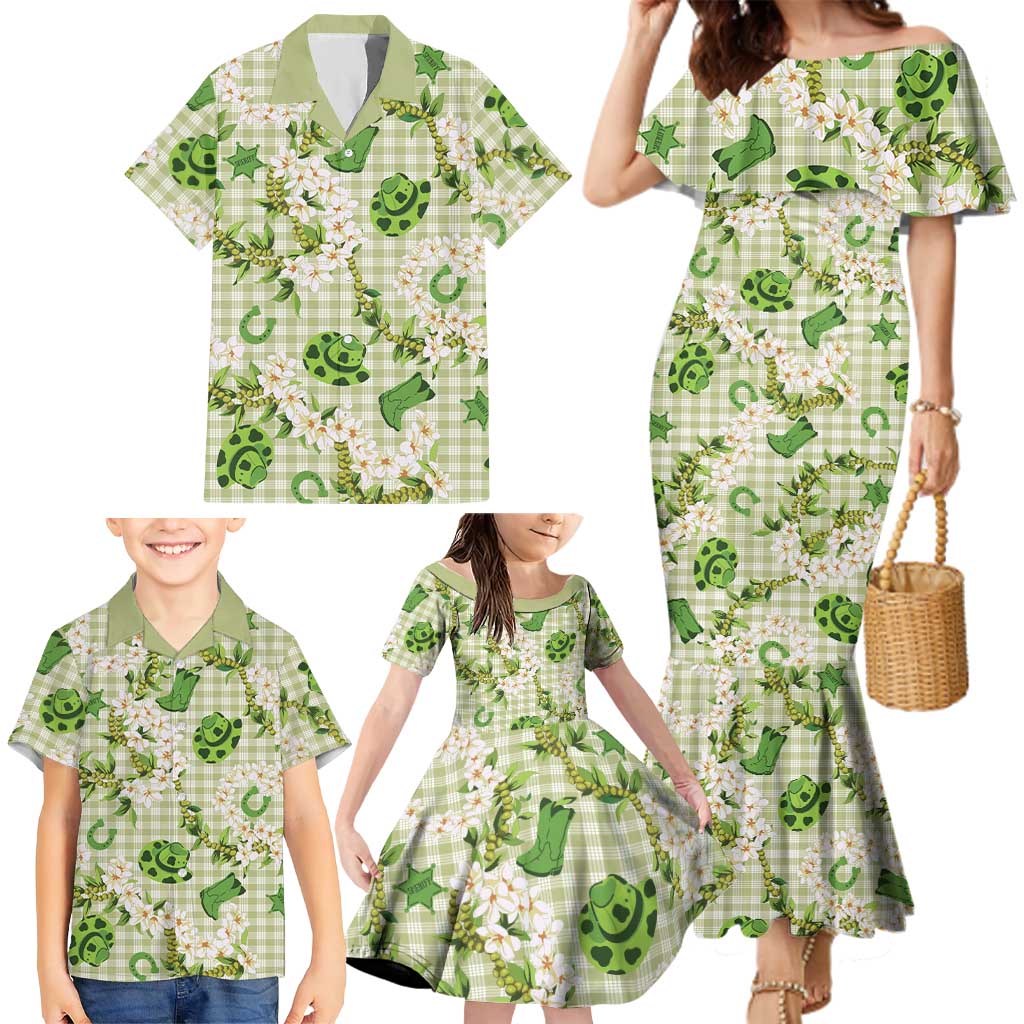Mokihana Maile Ilima Leis Paniolo Palaka Family Matching Mermaid Dress and Hawaiian Shirt Hawaiian Omaomo Ala Spirit LT9 - Polynesian Pride