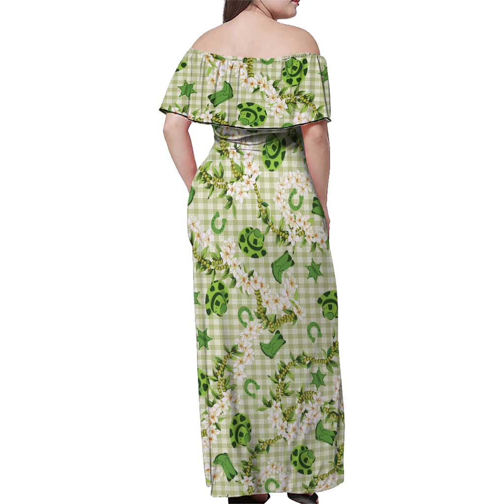 Mokihana Maile Ilima Leis Paniolo Palaka Family Matching Off Shoulder Maxi Dress and Hawaiian Shirt Hawaiian Omaomo Ala Spirit LT9 - Polynesian Pride