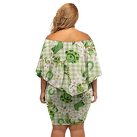 Mokihana Maile Ilima Leis Paniolo Palaka Family Matching Off Shoulder Short Dress and Hawaiian Shirt Hawaiian Omaomo Ala Spirit LT9 - Polynesian Pride