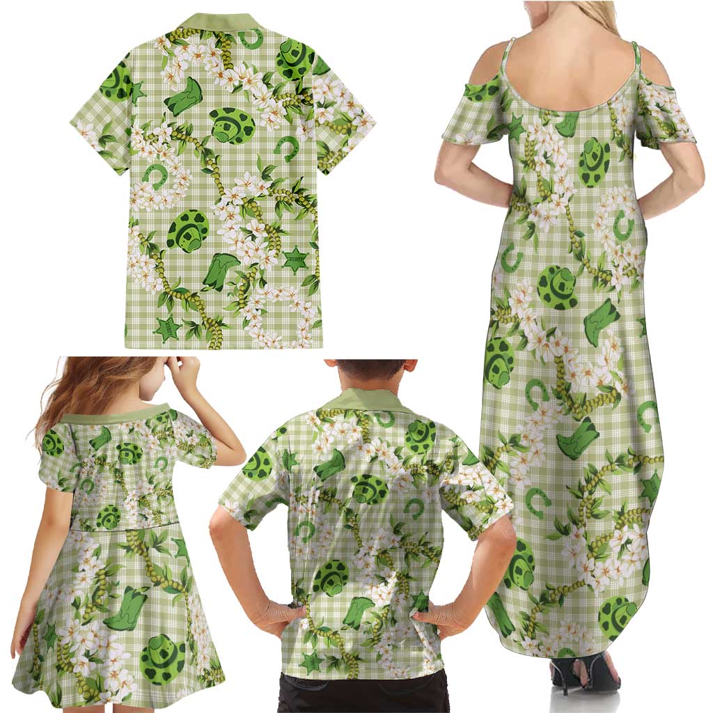 Mokihana Maile Ilima Leis Paniolo Palaka Family Matching Summer Maxi Dress and Hawaiian Shirt Hawaiian Omaomo Ala Spirit LT9 - Polynesian Pride