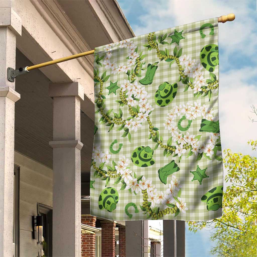 Mokihana Maile Ilima Leis Paniolo Palaka Garden Flag Hawaiian Omaomo Ala Spirit LT9 House Flag Green - Polynesian Pride