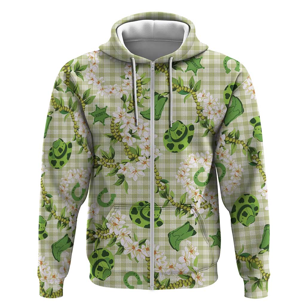 Mokihana Maile Ilima Leis Paniolo Palaka Hoodie Hawaiian Omaomo Ala Spirit LT9 Zip Hoodie Green - Polynesian Pride