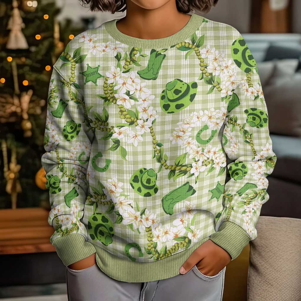 Mokihana Maile Ilima Leis Paniolo Palaka Kid Ugly Christmas Sweater Hawaiian Omaomo Ala Spirit LT9 - Polynesian Pride