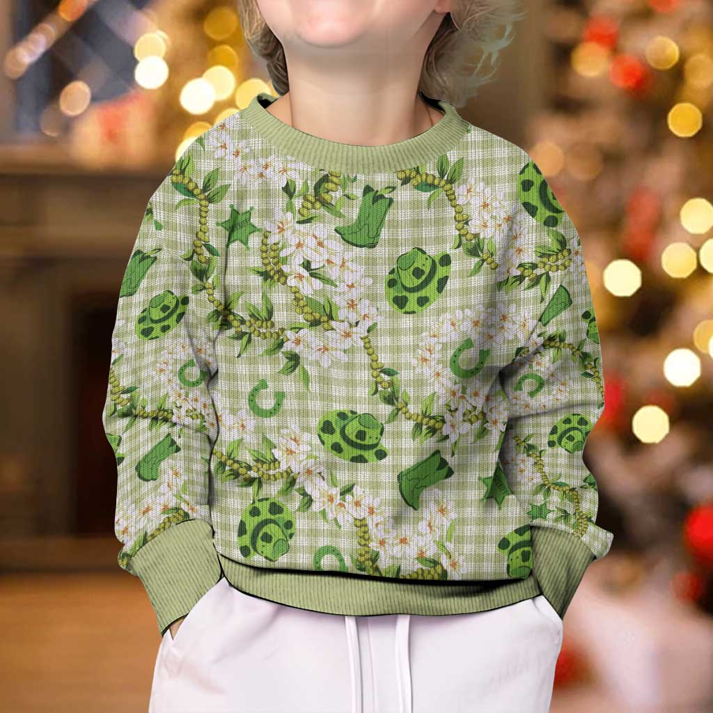 Mokihana Maile Ilima Leis Paniolo Palaka Kid Ugly Christmas Sweater Hawaiian Omaomo Ala Spirit LT9 - Polynesian Pride