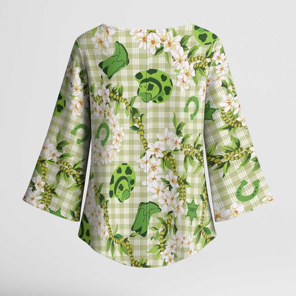 Mokihana Maile Ilima Leis Paniolo Palaka Kimono Sleeve Blouse Hawaiian Omaomo Ala Spirit LT9 - Polynesian Pride