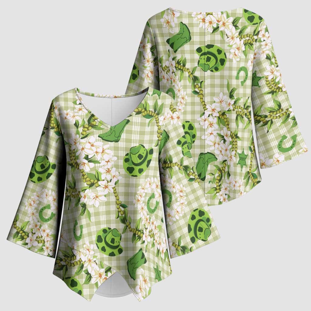 Mokihana Maile Ilima Leis Paniolo Palaka Kimono Sleeve Blouse Hawaiian Omaomo Ala Spirit LT9 - Polynesian Pride