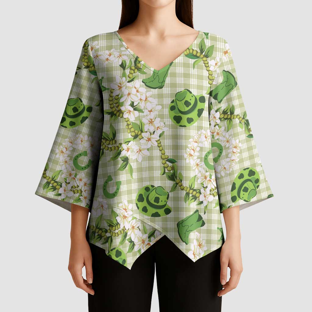 Mokihana Maile Ilima Leis Paniolo Palaka Kimono Sleeve Blouse Hawaiian Omaomo Ala Spirit LT9 - Polynesian Pride