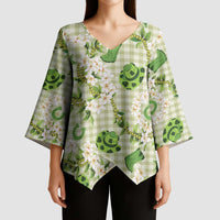 Mokihana Maile Ilima Leis Paniolo Palaka Kimono Sleeve Blouse Hawaiian Omaomo Ala Spirit LT9 - Polynesian Pride