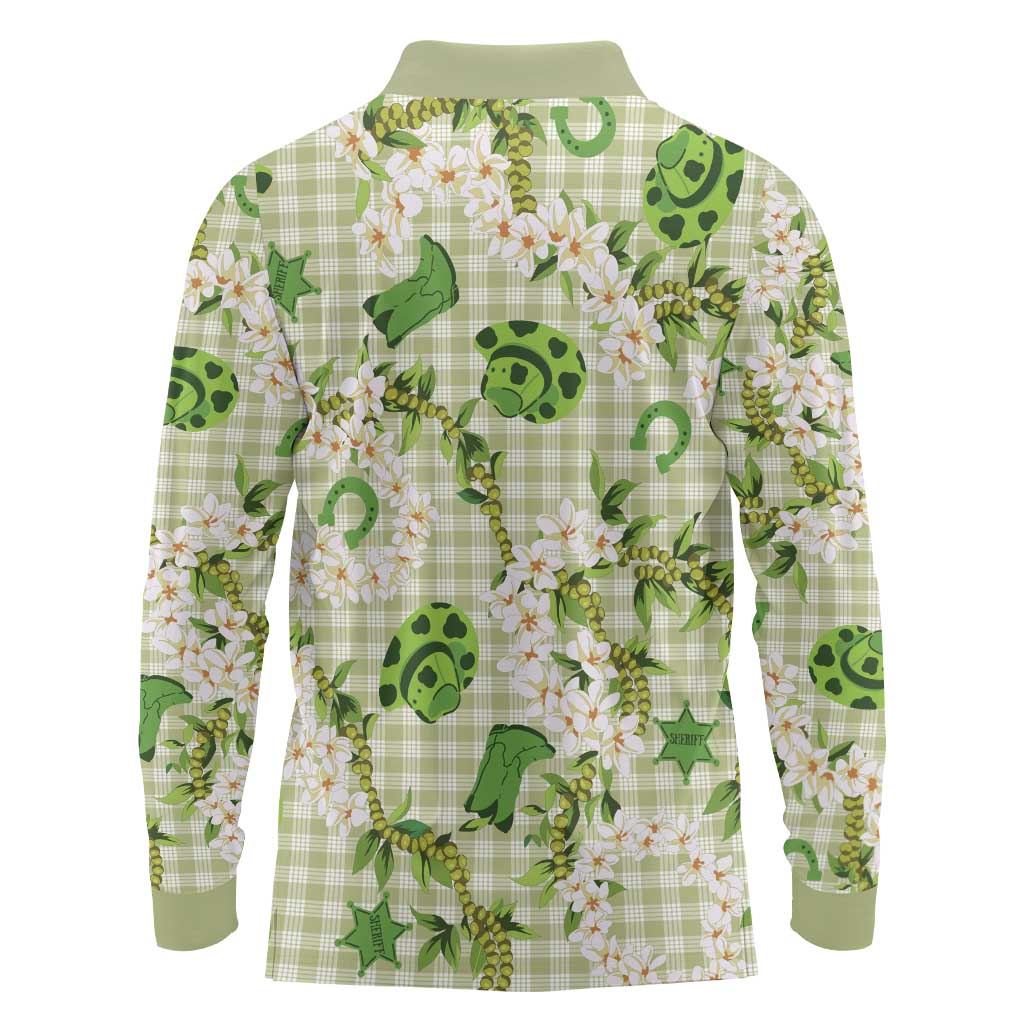 Mokihana Maile Ilima Leis Paniolo Palaka Long Sleeve Polo Shirt Hawaiian Omaomo Ala Spirit LT9 - Polynesian Pride